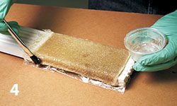 4. Wet out the fabric with epoxy and allow it to cure. G/5 Adhesive can be used for these steps to make a mold quickly.