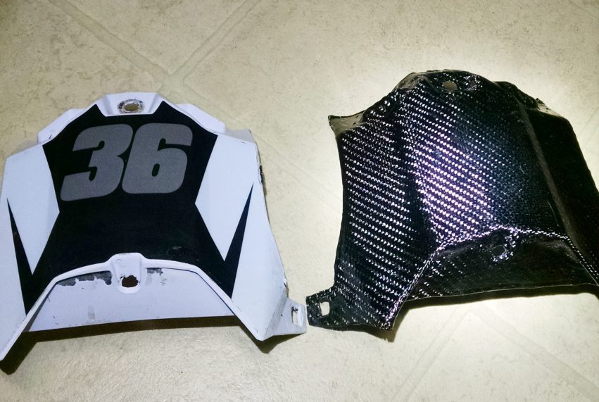 The original airbox was used as a mold for the new carbon fiber part.