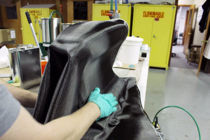 Wrapping the air scoop with carbon fiber.