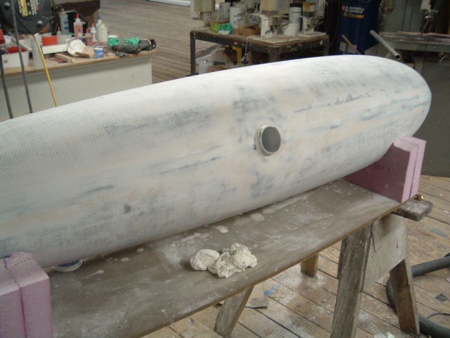 The masthead float surface during the fairing process.
