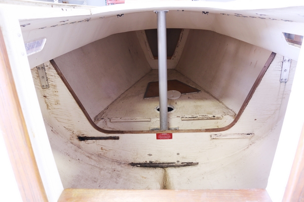 The bulkhead we were replacing, looking from the companionway towards the bow.