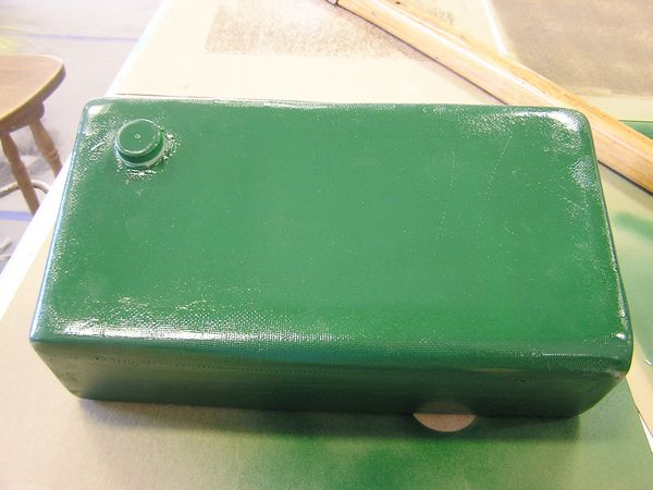 Bruce's finished insulated coffee box, painted a rather sporty shade of green.