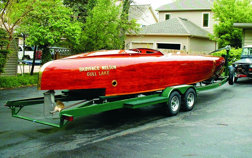 Babyface Nelson is eye-catching from any angle, in or out of the water. Hutchinson's next project, a bolger designed, 23' fantail launch, is well underway.