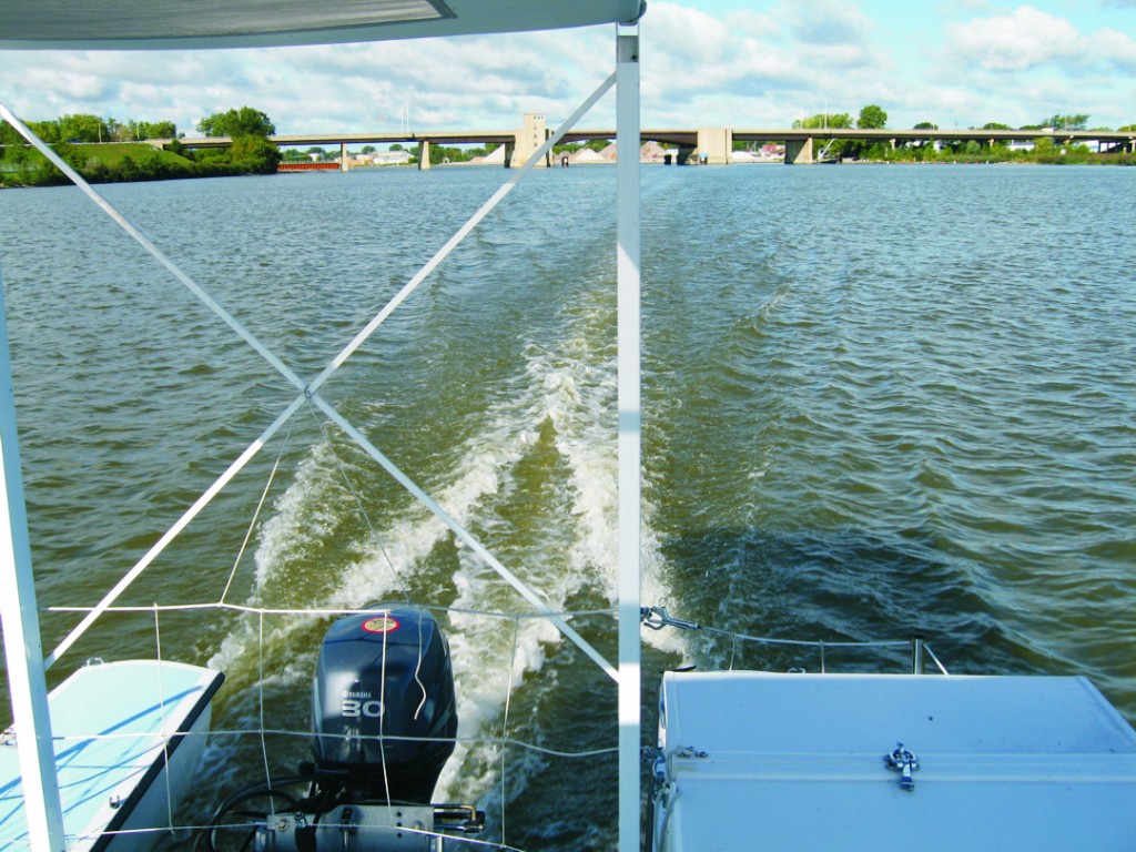 With their shallow draft and efficient displacement hulls, the Gougmarans leave very little wake, even at top speed.