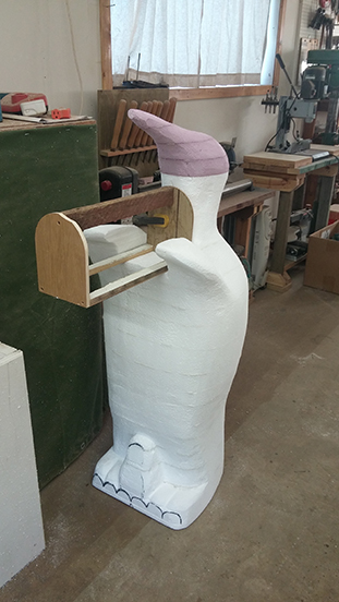 Dry fitting the penguin mailbox