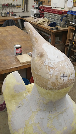Bondo was applied to fill dimples
