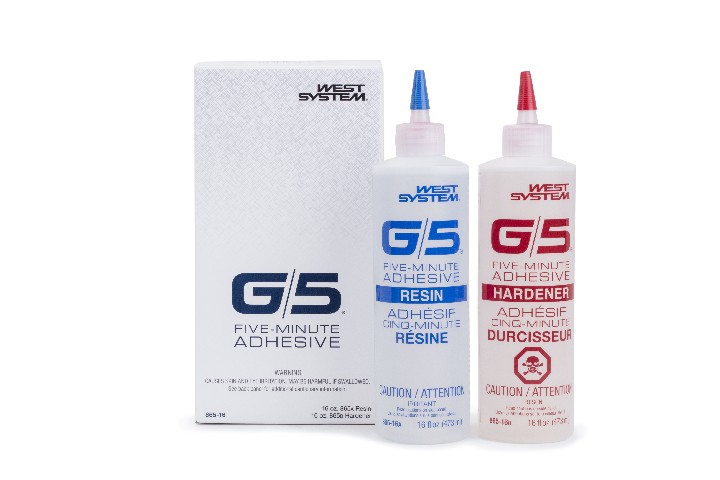 G/5 Five-Minute Adhesive repairs dented varnish