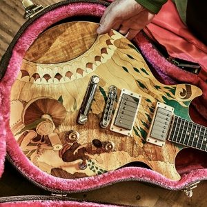 Marquetry Eat a Peach tribute guitar