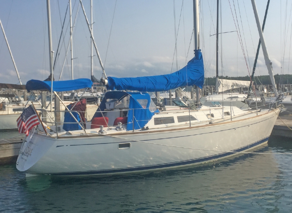 This Cal 33 underwent a wet rudder repair