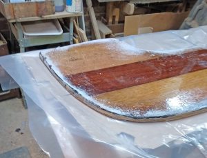 Transom repair using Minwax wood hardener 