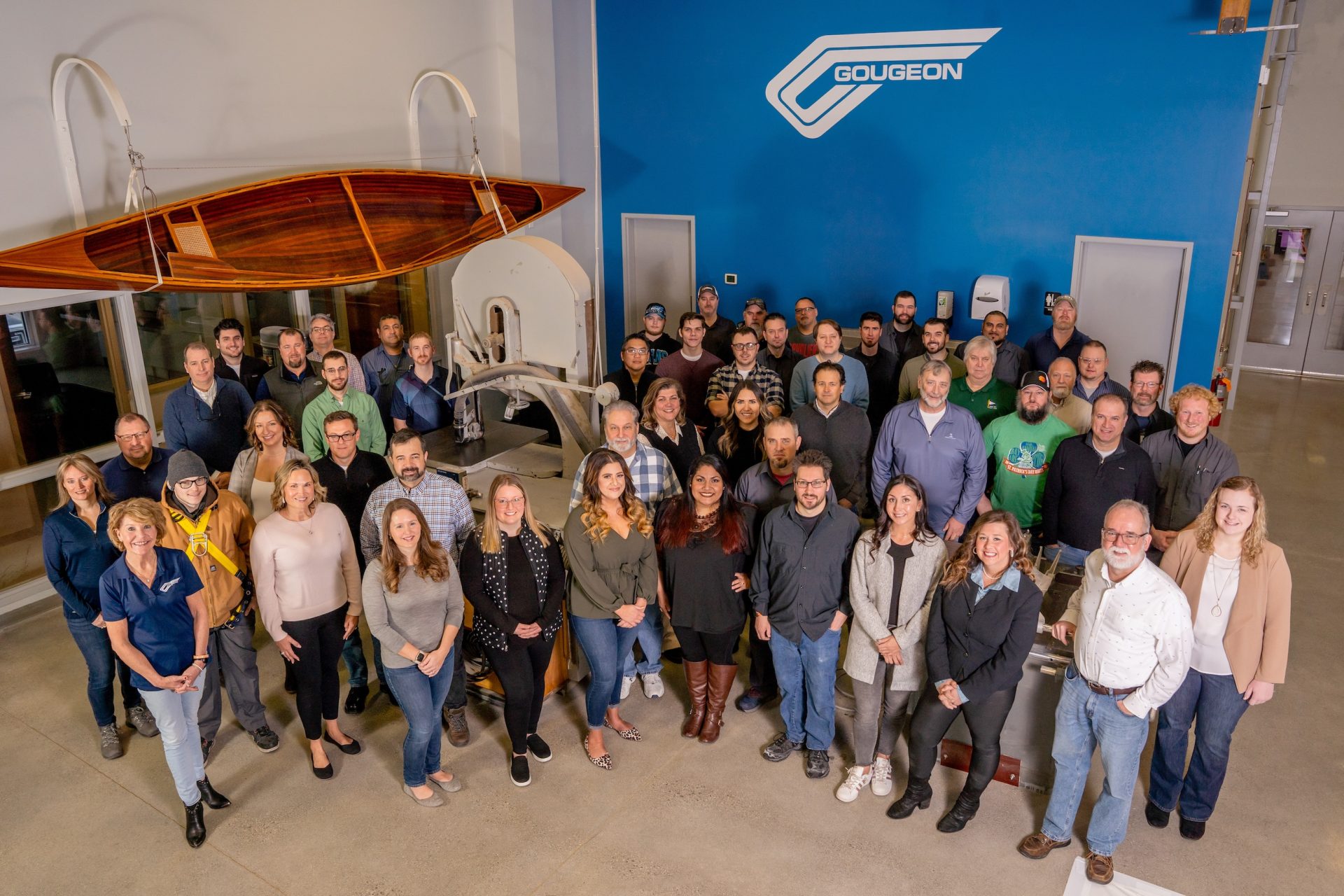 Gougeon Brothers and Epoxyworks staff standing together for company photo.